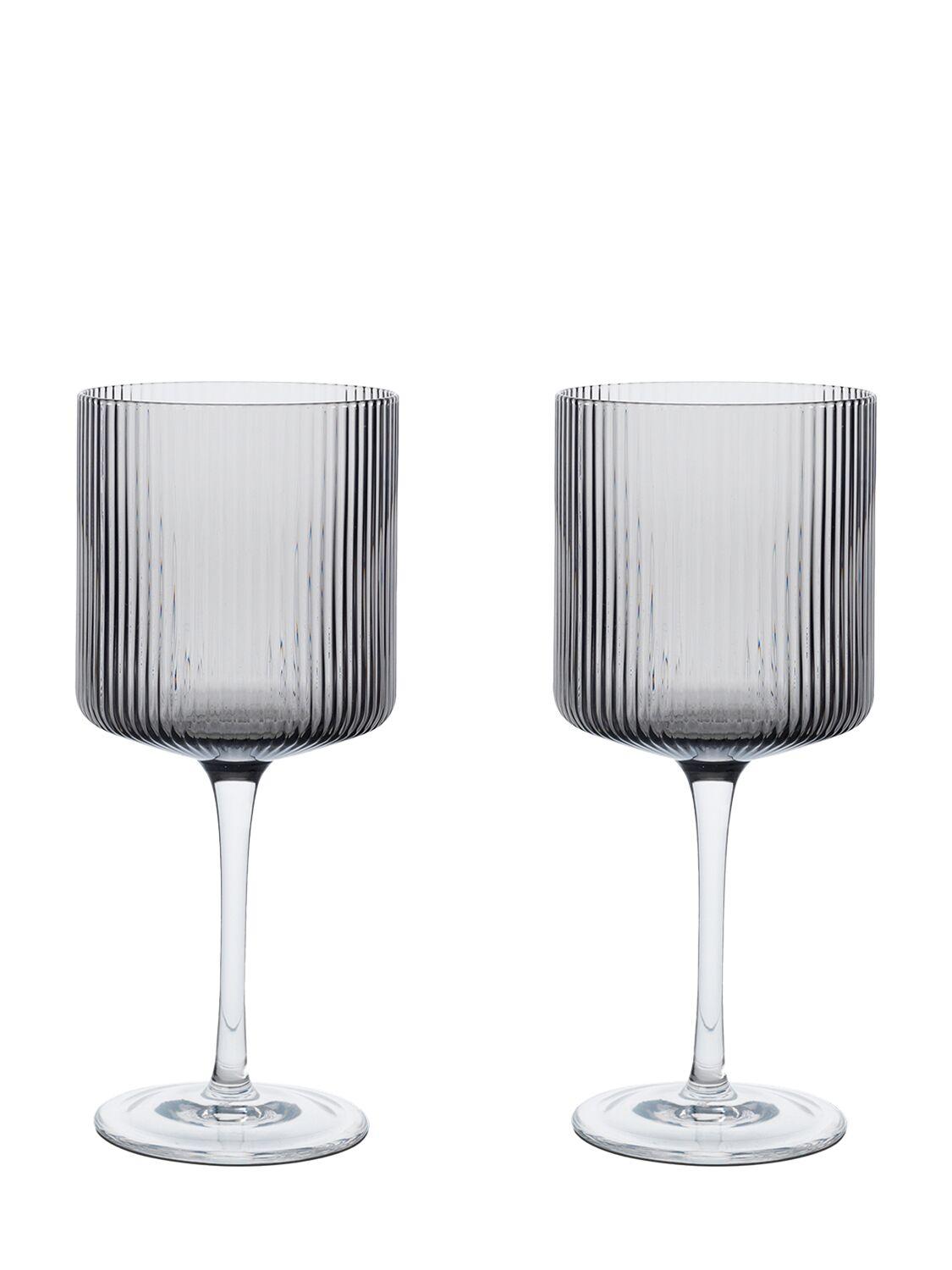 Set Of 2 Ripple Red Wine Glasses by FERM LIVING