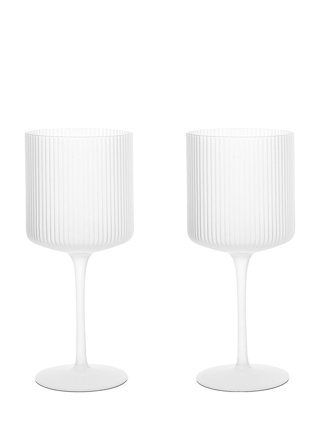 Set Of 2 Ripple Red Wine Glasses by FERM LIVING