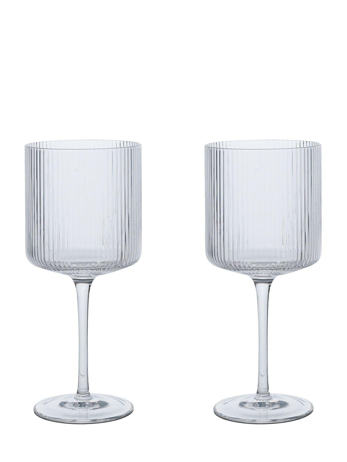 Set Of 2 Ripple Red Wine Glasses by FERM LIVING