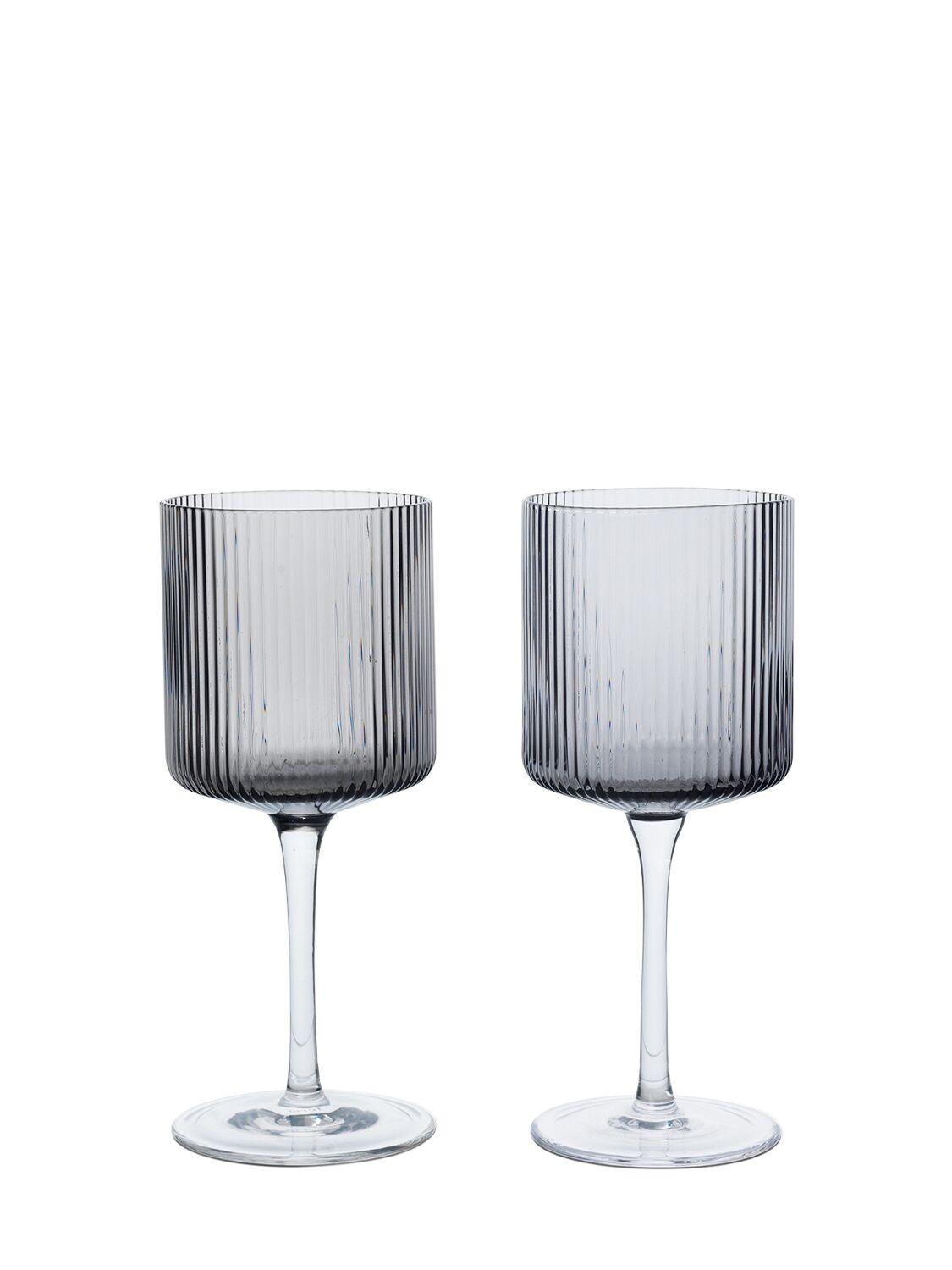 Set Of 2 Ripple White Wine Glasses by FERM LIVING