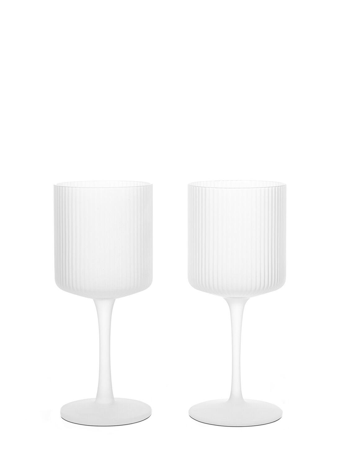 Set Of 2 Ripple White Wine Glasses by FERM LIVING