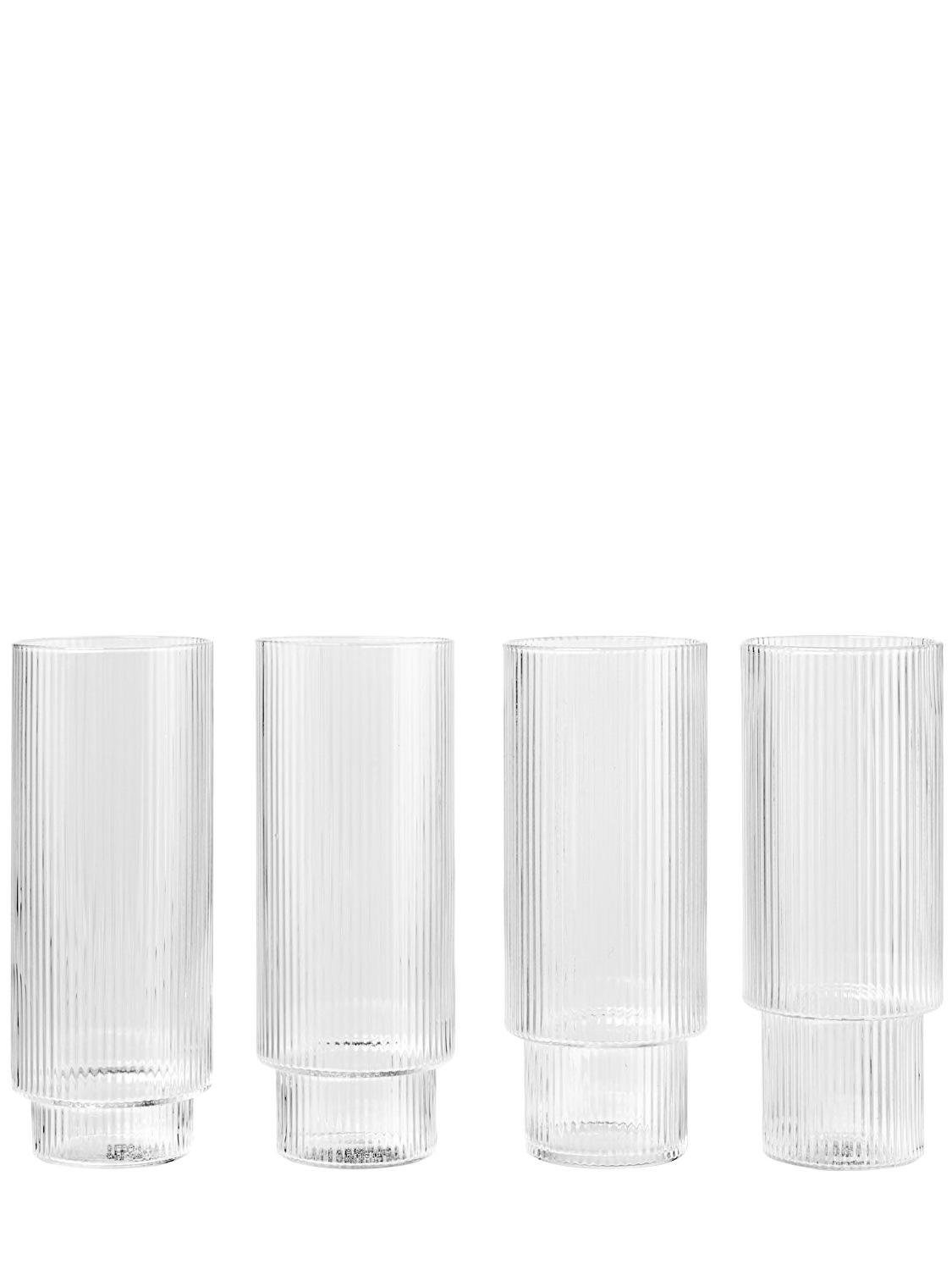 Set Of 4 Tall Ripple Glasses by FERM LIVING