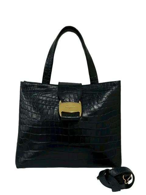 2010-2026 Croc Embossed Leather Vara Bow satchel by FERRAGAMO 