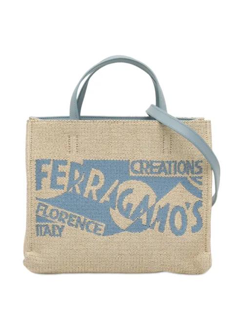 2010-2026 Ferragamos Creations Medium Raffia Shopping Tote satchel by FERRAGAMO 