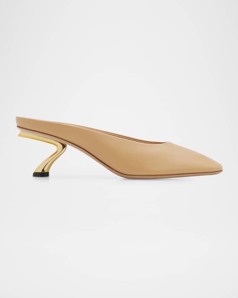 55mm Safi Leather S-Shaped Heel Mules by FERRAGAMO