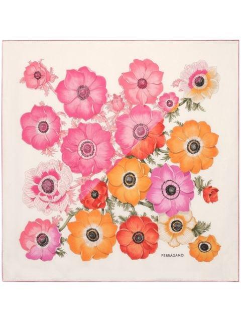 Anemone-print silk scarf by FERRAGAMO