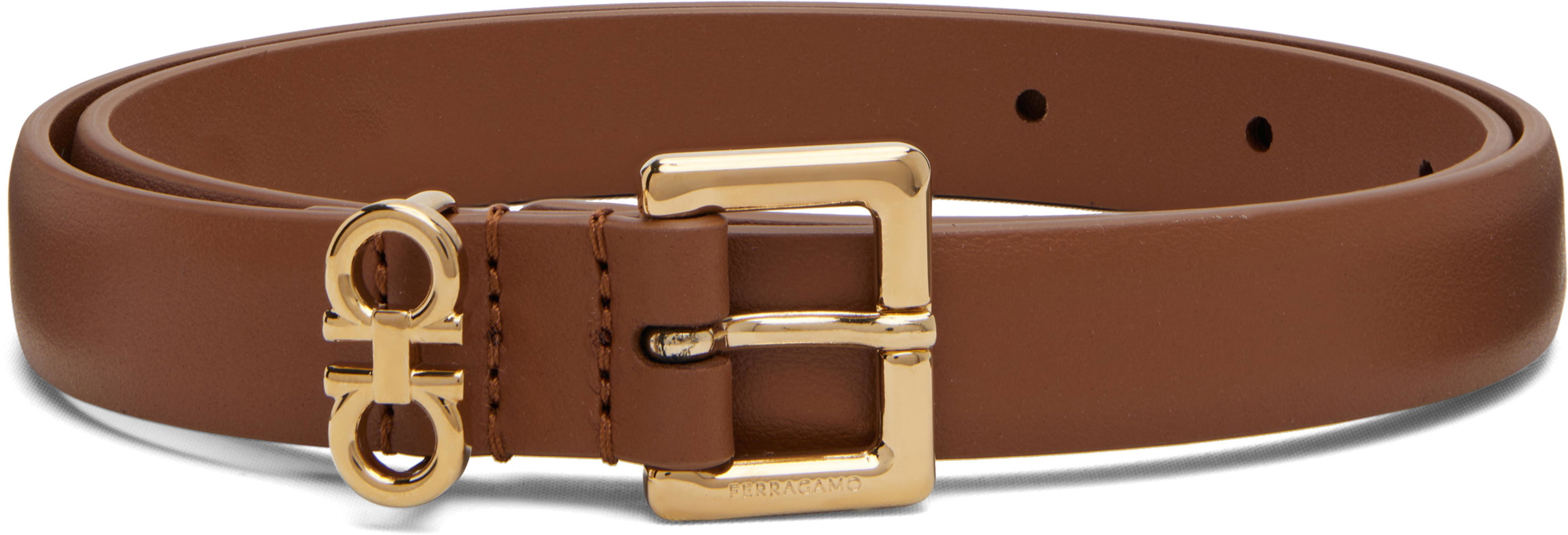 Brown Fixed Gancini Belt by FERRAGAMO