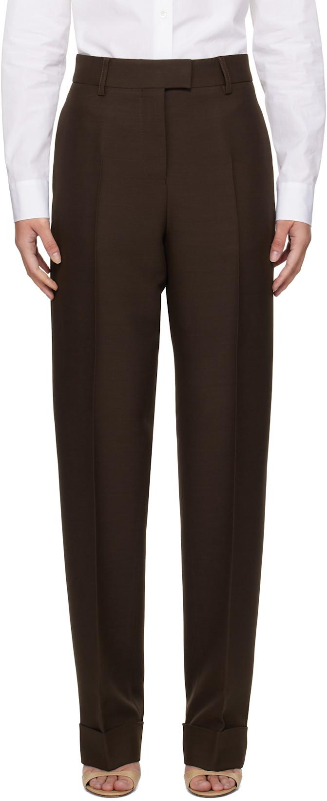 Brown Turn Up Trousers by FERRAGAMO