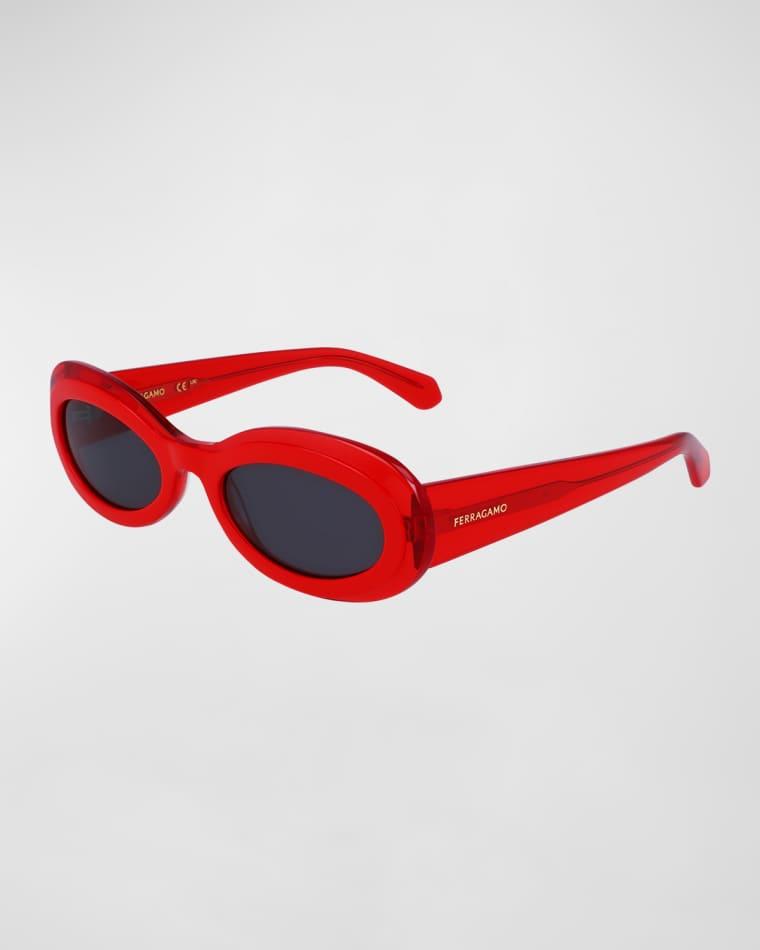 Classic Logo Acetate Oval Sunglasses by FERRAGAMO