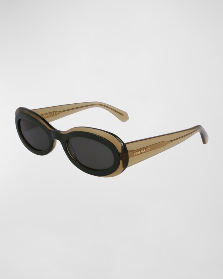 Classic Logo Acetate Oval Sunglasses by FERRAGAMO
