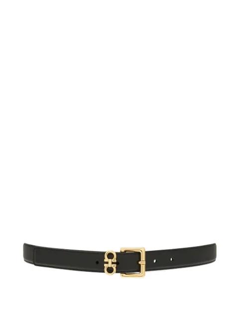 Double Gancini  leather belt by FERRAGAMO