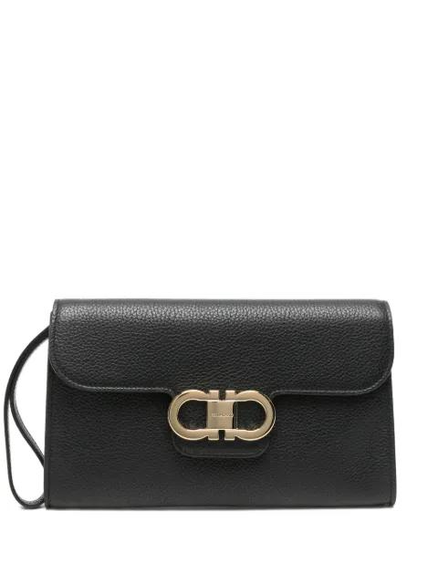 Double Gancini leather clutch bag by FERRAGAMO