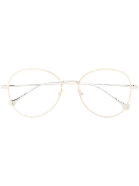 two-tone round frame glasses by FERRAGAMO EYEWEAR