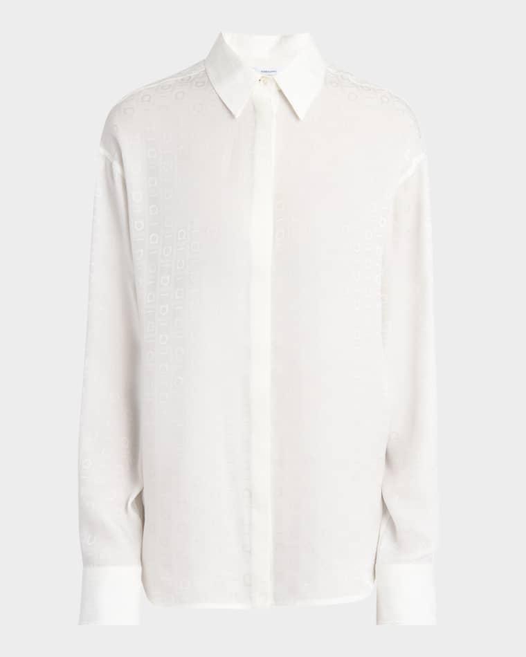 Essential Gancio Logo Button-Down Blouse by FERRAGAMO