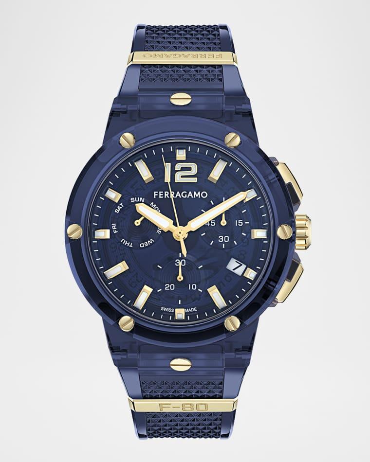 F-80 44mm Translucent Blue Bioplastic Chronograph Watch by FERRAGAMO
