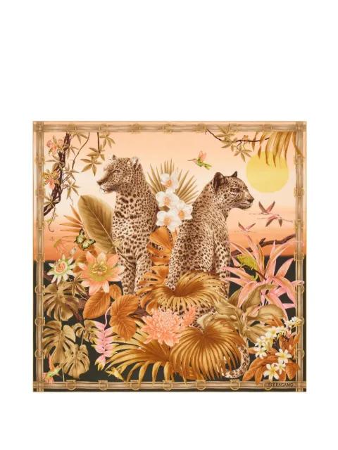 Felines print silk scarf by FERRAGAMO