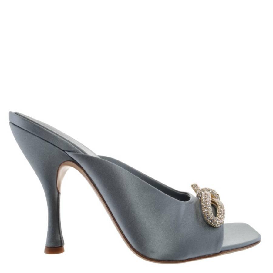 Ferragamo Amy Crystal-Embellished Satin Mules by FERRAGAMO