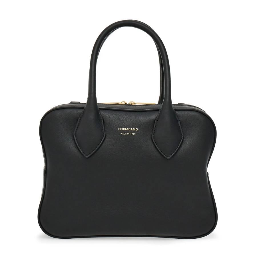 Ferragamo Black Star Leather Top-Handle Bag by FERRAGAMO