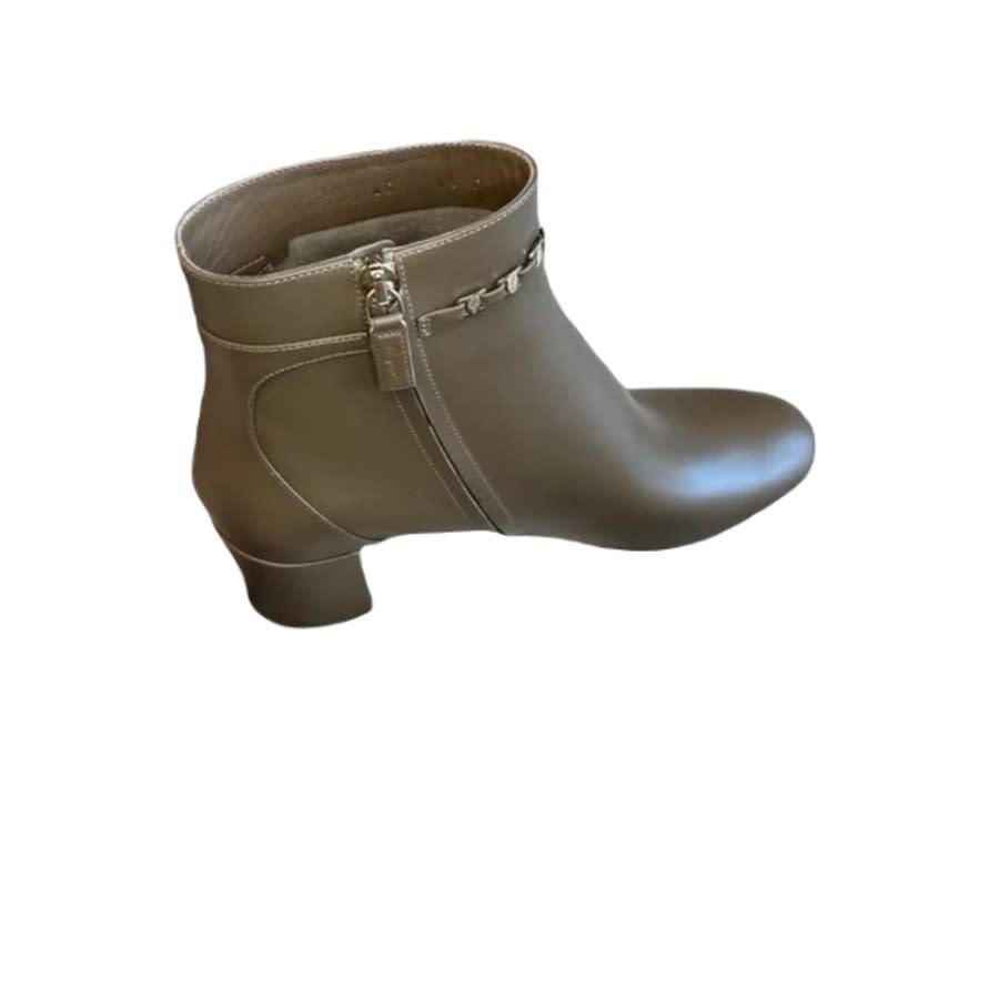 Ferragamo Chain-Link Leather Ankle Boots by FERRAGAMO