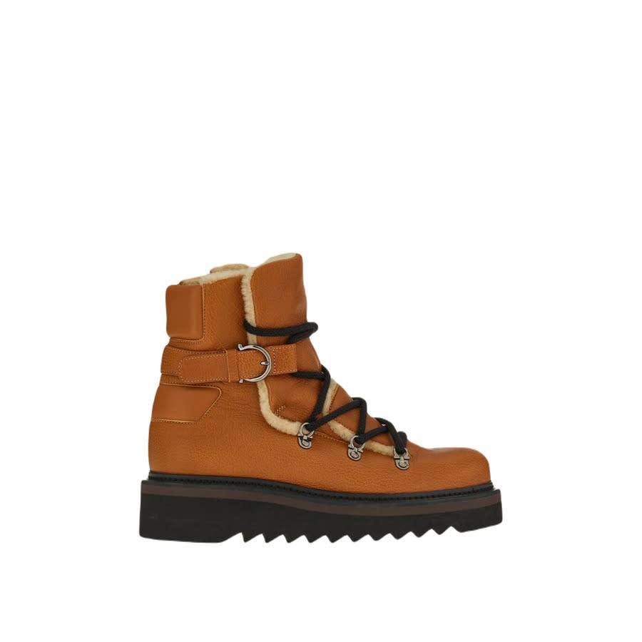 Ferragamo Elmo Shearling-Lined Laced Boots by FERRAGAMO