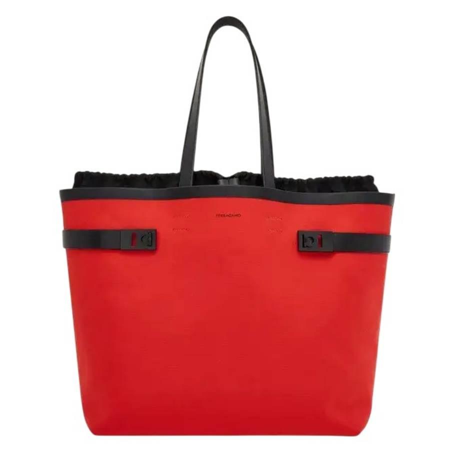 Ferragamo Gancini Buckles Canvas Tote Bag by FERRAGAMO