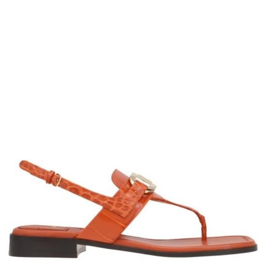 Ferragamo Gancini Lula Leather Flat Sandals by FERRAGAMO