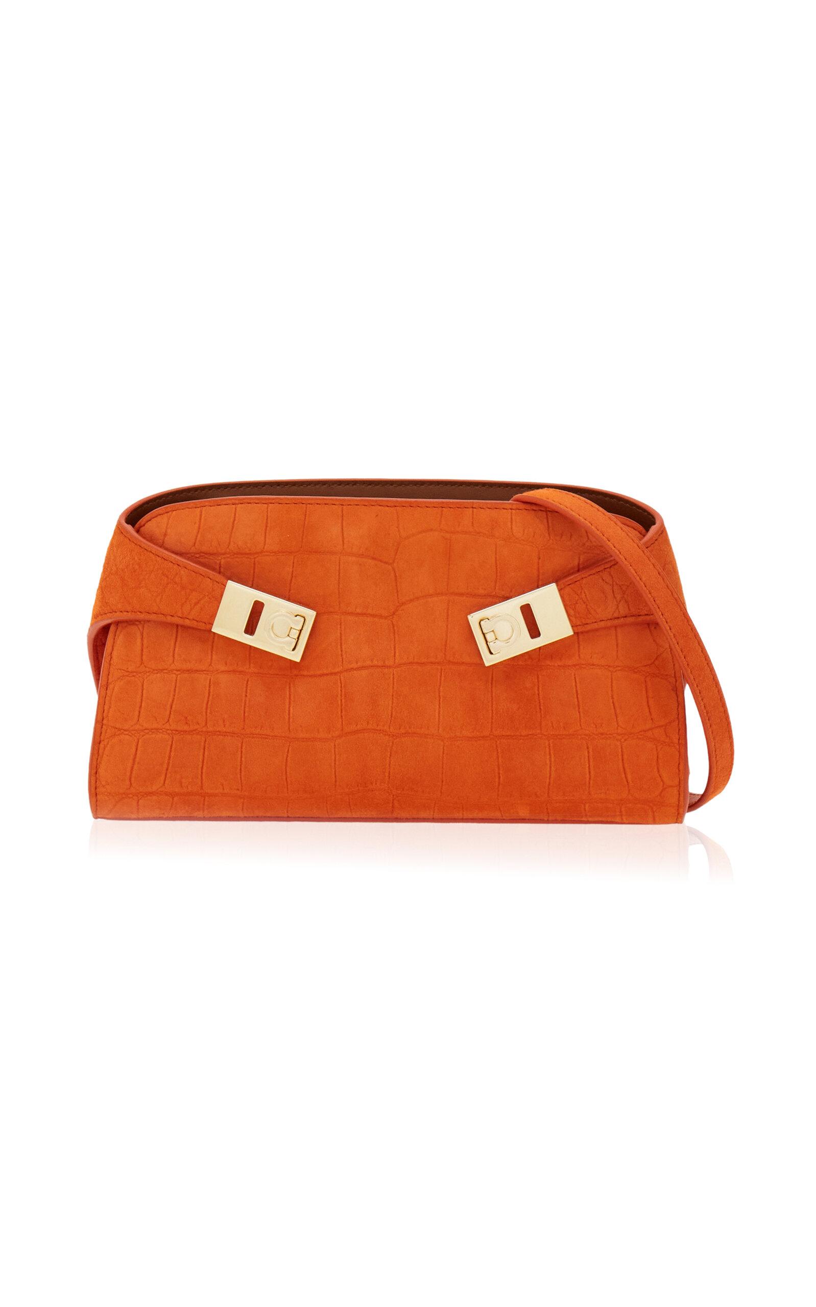 Ferragamo Hug Mini Alligator-Embossed Suede Crossbody Bag - Moda Operandi by FERRAGAMO
