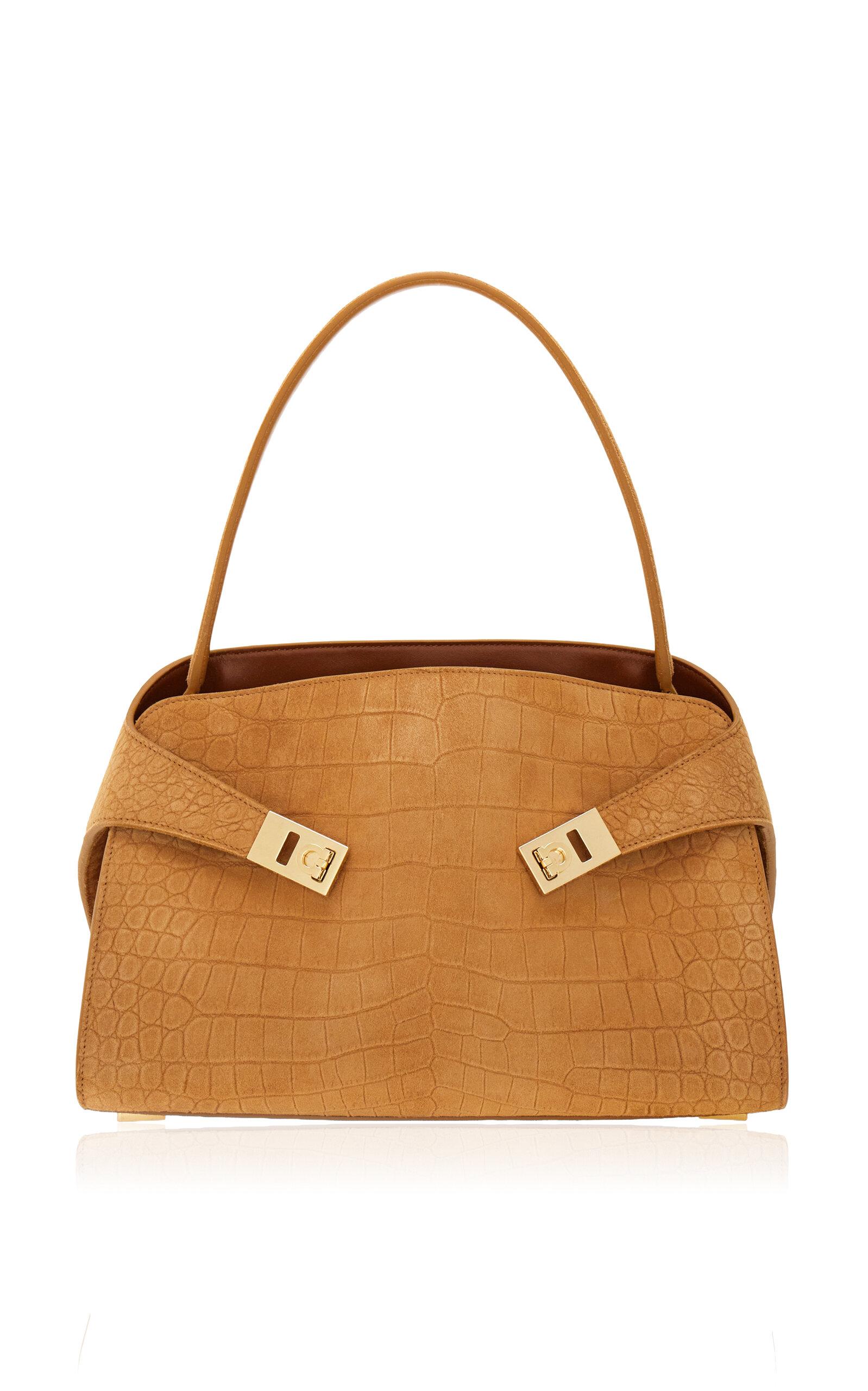 Ferragamo Hug Soft Alligator-Embossed Suede Shoulder Bag - Moda Operandi by FERRAGAMO