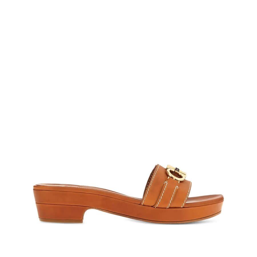 Ferragamo Ladies Brown Flats by FERRAGAMO