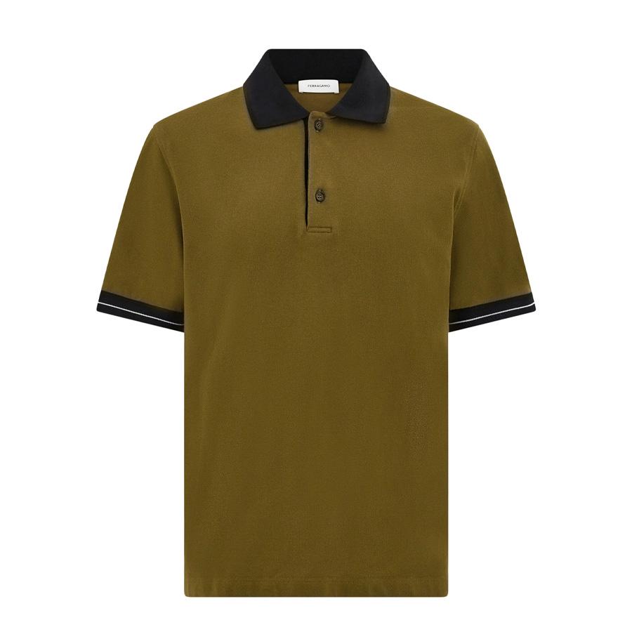 Ferragamo Mens Color Block Detail Polo Shirt by FERRAGAMO