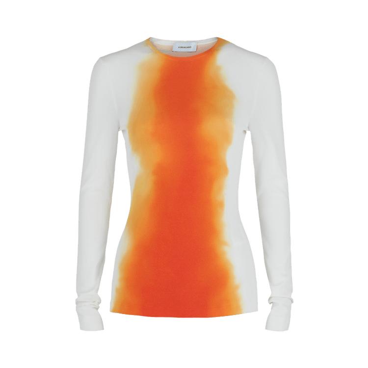 Ferragamo Ombre Knit Long-Sleeve Top 'White' by FERRAGAMO