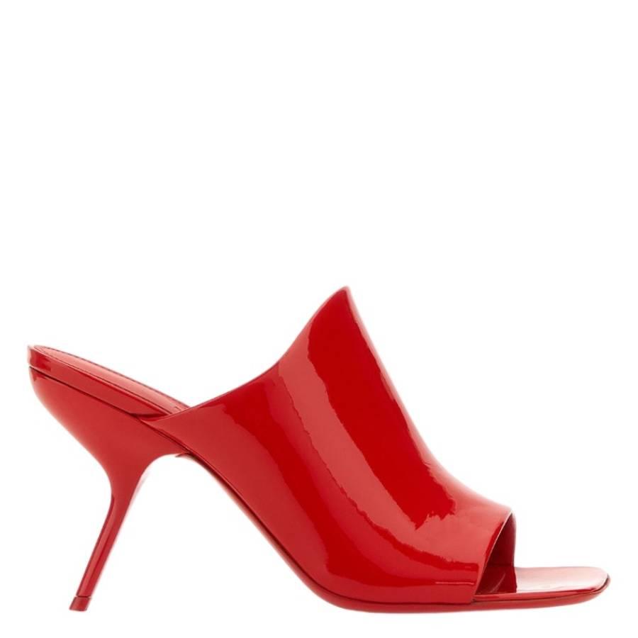Ferragamo Red Calfskin Open-Toe Slide Sandals by FERRAGAMO