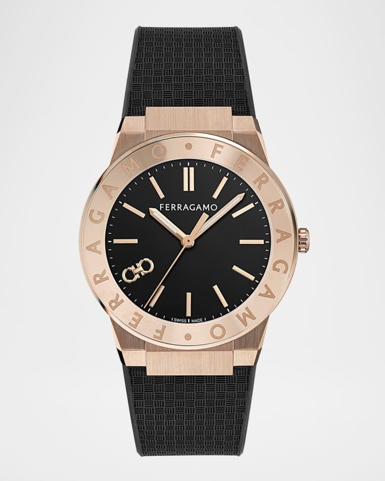Ferragamo Sapphire Logo 41mm IP Rose Gold Recycled PU Watch by FERRAGAMO