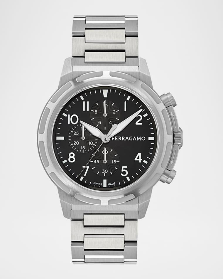 Ferragamo Sport Chrono 44mm Stainless Steel Bracelet Watch by FERRAGAMO