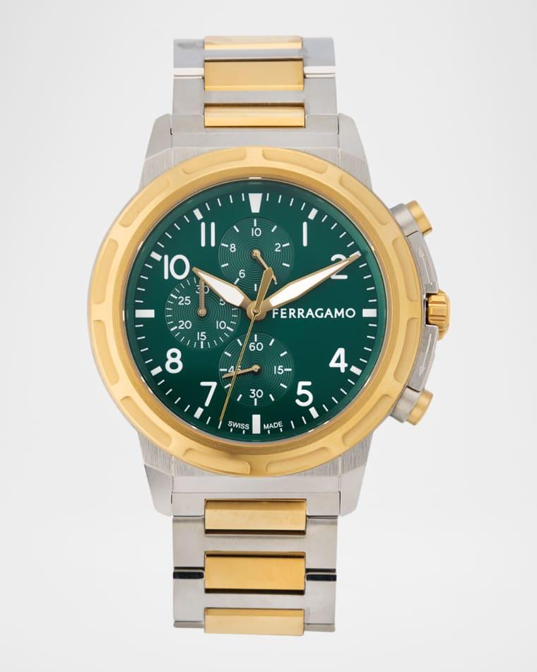 Ferragamo Sport Chrono 44mm Two Tone Bracelet Watch by FERRAGAMO