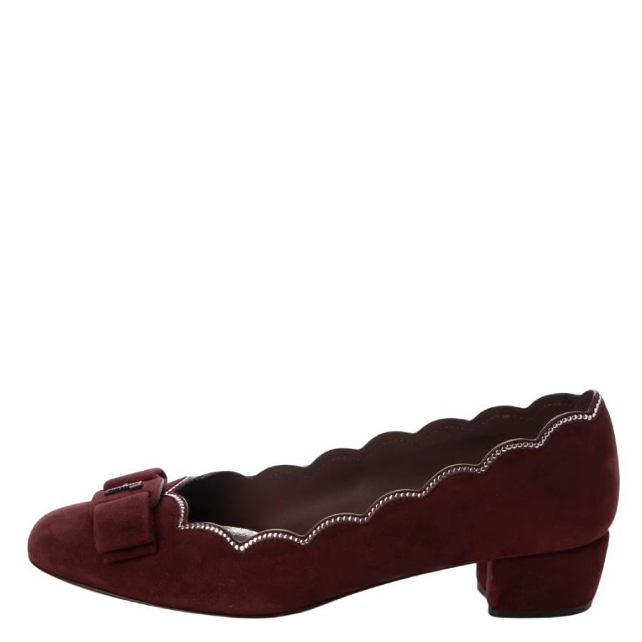 Ferragamo Vara Studded Scalloped Suede Pumps Size 7 D by FERRAGAMO