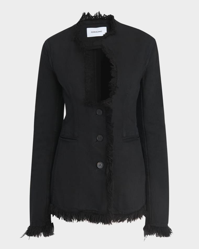 Fringe-Trim Plunge Blazer by FERRAGAMO
