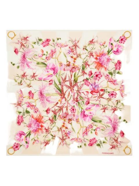 Gaia floral-print silk scarf by FERRAGAMO