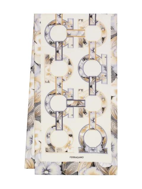 Gancini Brezza-print silk scarf by FERRAGAMO