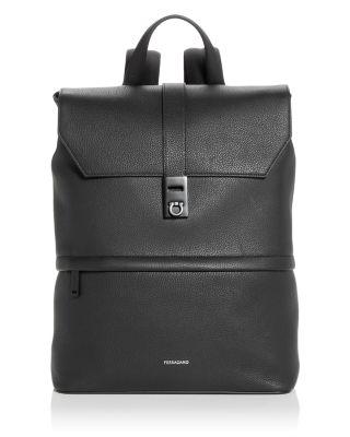 Gancini Buckle Leather Backpack by FERRAGAMO