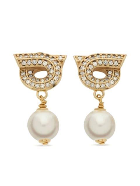 Gancini Pearl-shaped Earrings by FERRAGAMO