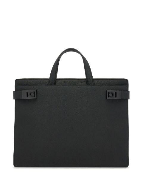Gancini-buckle leather briefcase by FERRAGAMO