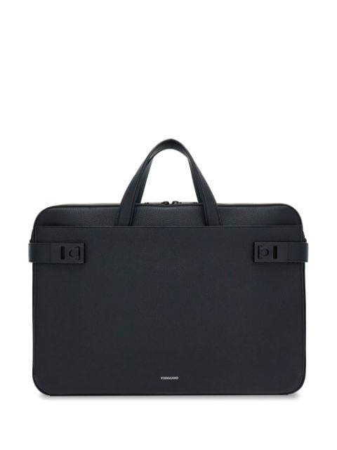 Gancini-buckle leather laptop bag by FERRAGAMO