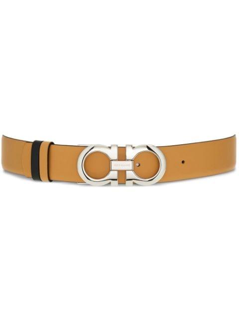 Gancini-buckle reversible leather belt by FERRAGAMO