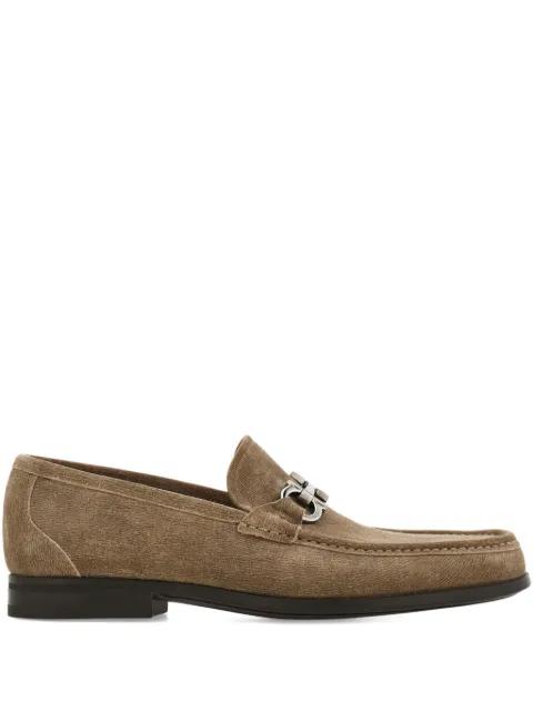 Gancini-buckle suede loafers by FERRAGAMO
