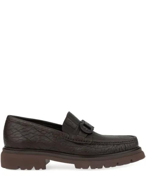 Gancini detailed textured-leather loafers by FERRAGAMO