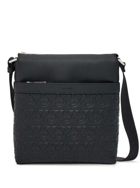 Gancini-embossed leather messenger bag by FERRAGAMO