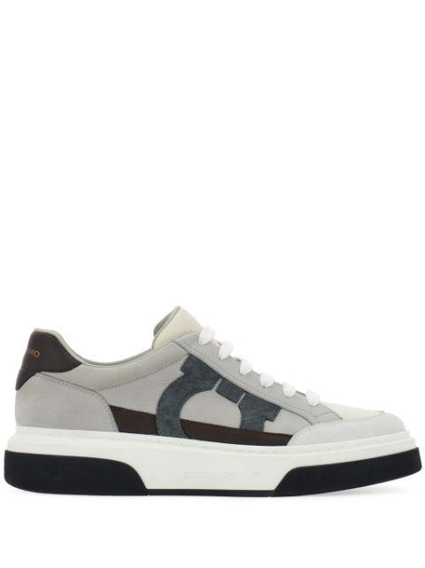 Gancini-embroidered leather sneakers by FERRAGAMO