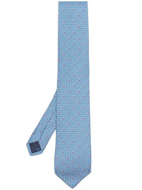Gancini embroidered silk tie by FERRAGAMO