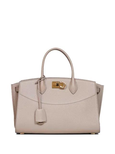 Gancini hammered leather tote bag by FERRAGAMO